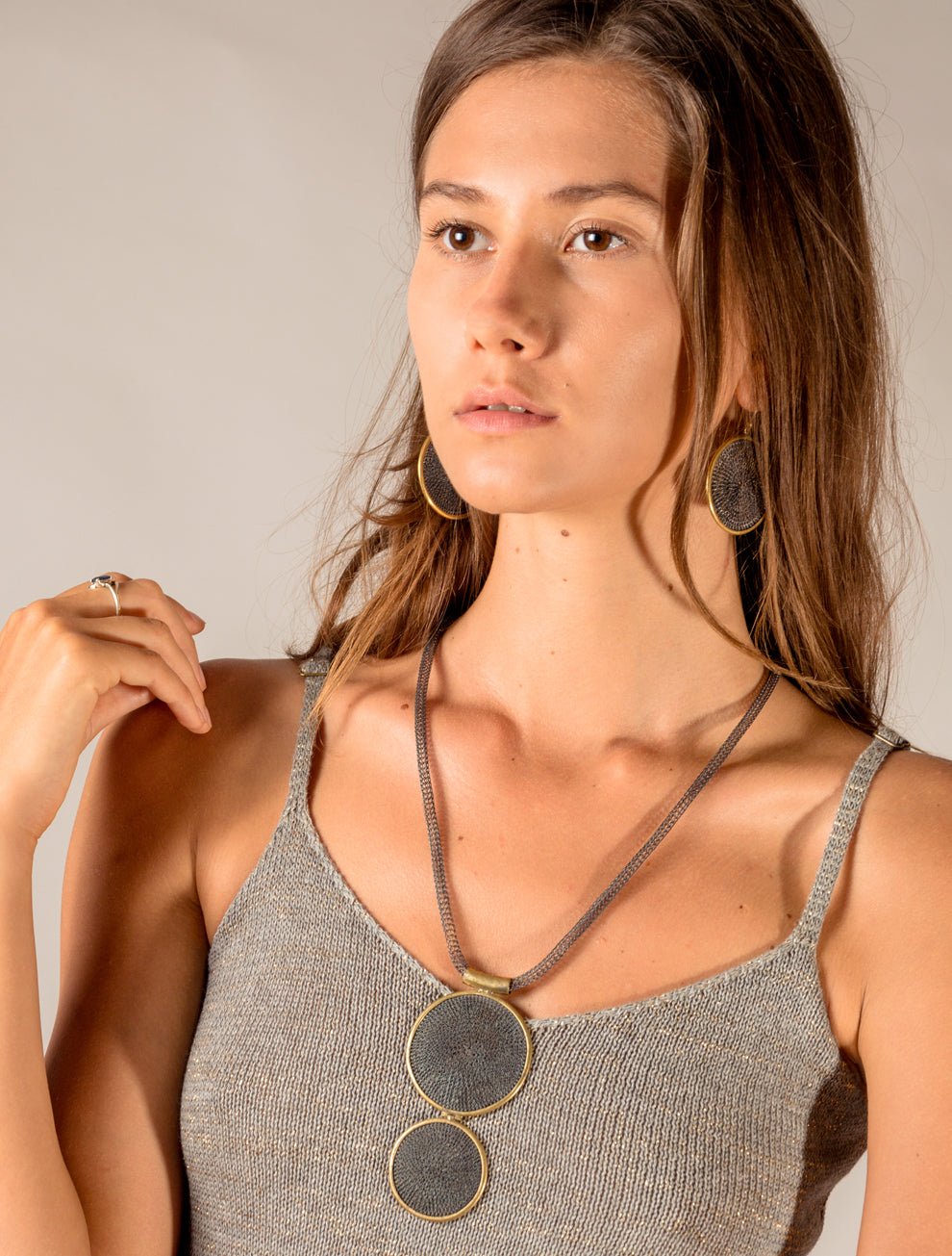 Sumba Double Medallion Neckpiece - Black