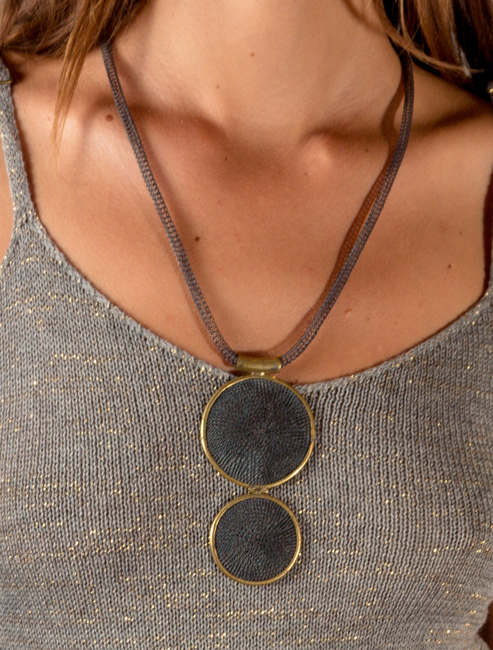 Sumba Double Medallion Neckpiece - Black